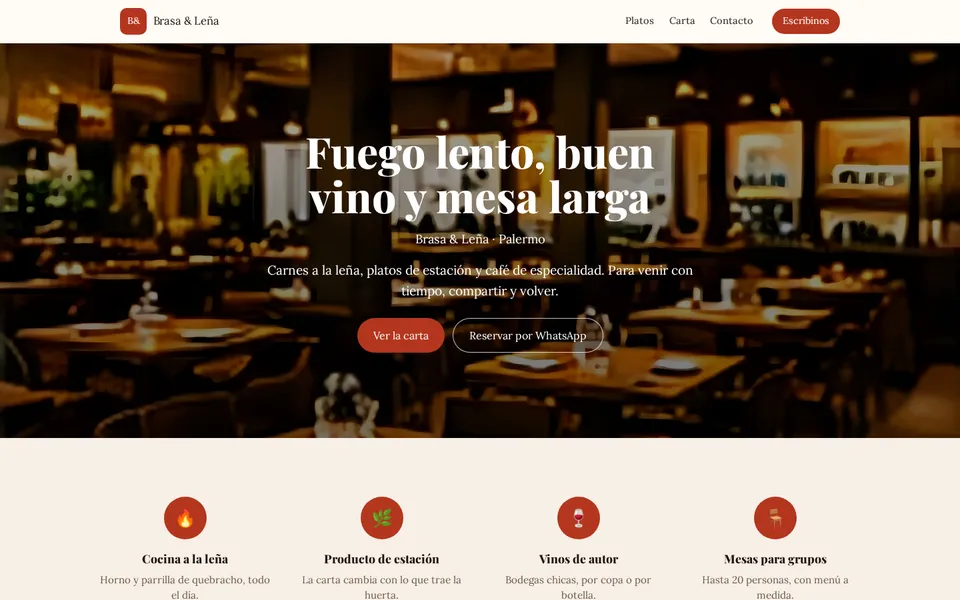 Demo de página de Restaurante