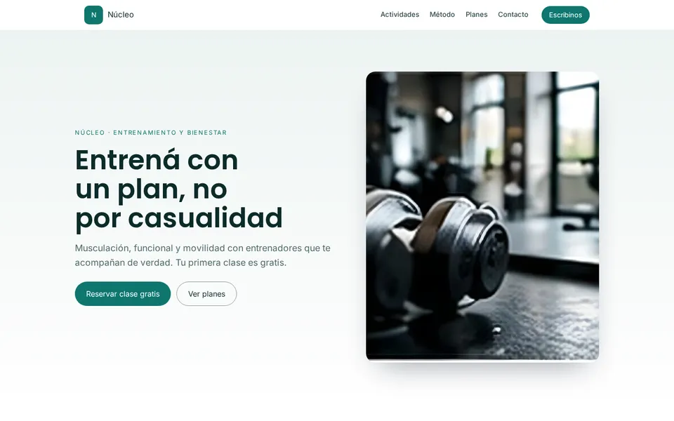 Demo de página de Bienestar y entrenamiento
